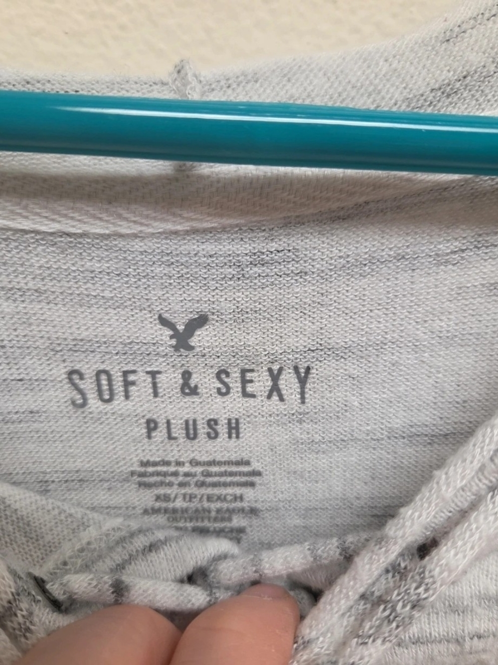 Soft & Sexy Plush Women's Heather Gray Top - American Eagle Outfitters